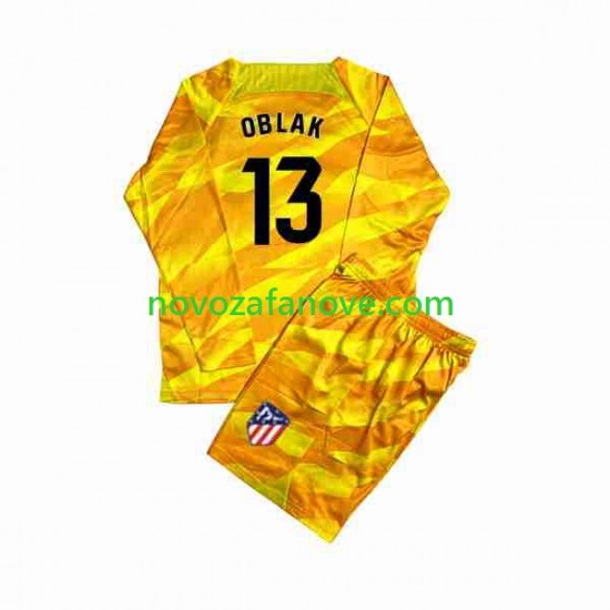 Nogometni Dres Atlético Madrid Jan Oblak 13 Orangecolor Golmanski Dječji 2023-2024 Dugim Rukavima