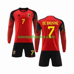 Nogometni Dres Belgija De Bruyne 7 Dječji Domaći Svjetsko prvenstvo 2022 Dugim Rukavima
