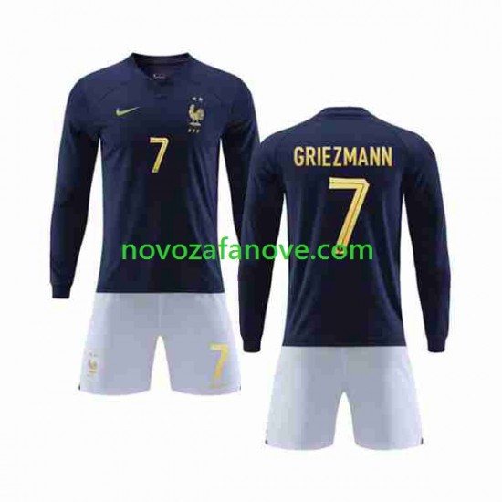 Nogometni Dres Francuska Griezmann 7 Dječji Domaći Svjetsko prvenstvo 2022 Dugim Rukavima