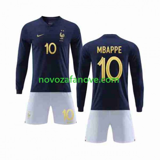 Nogometni Dres Francuska Mbappé 10 Dječji Domaći Svjetsko prvenstvo 2022 Dugim Rukavima