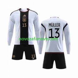 Nogometni Dres Njemačka MULLER 13 Dječji Domaći Svjetsko prvenstvo 2022 Dugim Rukavima