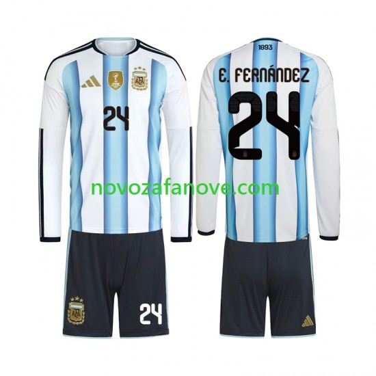 Nogometni Dres Argentina Enzo Fernandez 24 Dječji Domaći Svjetsko prvenstvo 2026 Dugim Rukavima