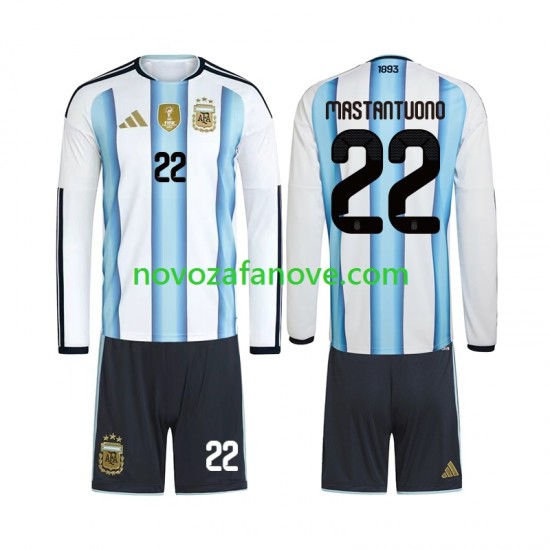 Nogometni Dres Argentina Franco Mastantuono 22 Dječji Domaći Svjetsko prvenstvo 2026 Dugim Rukavima