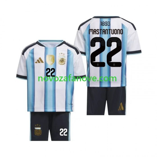 Nogometni Dres Argentina Franco Mastantuono 22 Dječji Domaći Svjetsko prvenstvo 2026 Kratkih Rukava