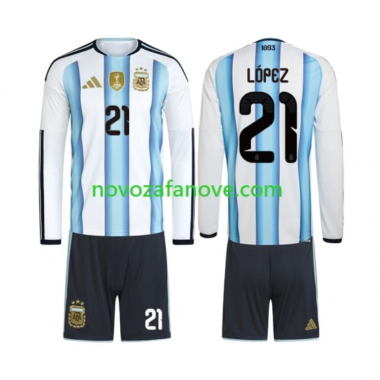 Nogometni Dres Argentina Jose Manuel Lopez 21 Dječji Domaći Svjetsko prvenstvo 2026 Dugim Rukavima