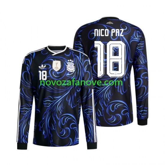 Nogometni Dres Argentina Nico Paz 18 Muški Gostujući Svjetsko prvenstvo 2026 Dugim Rukavima