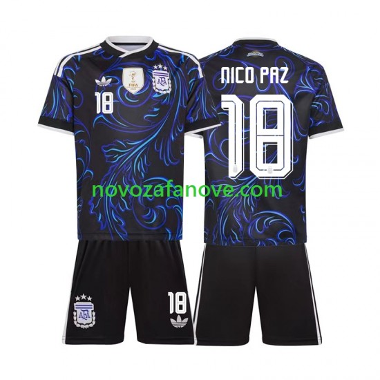 Nogometni Dres Argentina Nico Paz 18 Dječji Gostujući Svjetsko prvenstvo 2026 Kratkih Rukava