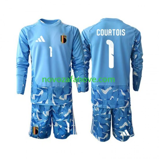 Nogometni Dres Belgija Thibaut Courtois 1 Golmanski Dječji Domaći Svjetsko prvenstvo 2026 Dugim Rukavima