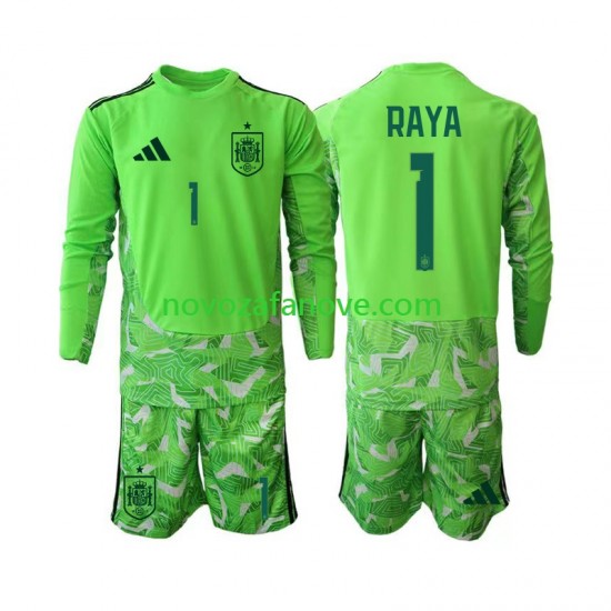 Nogometni Dres Španjolska David Raya 1 6th Green color Golmanski Dječji Svjetsko prvenstvo 2026 Dugim Rukavima