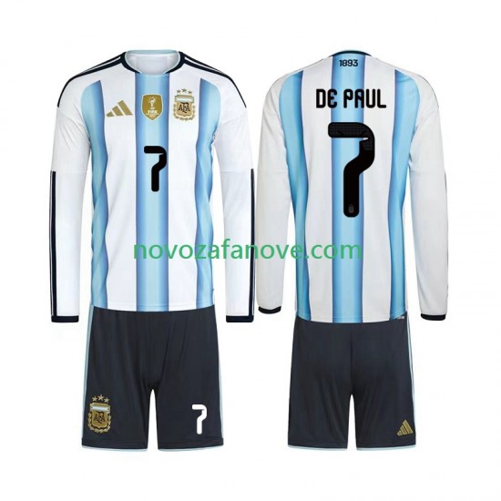 Nogometni Dres Argentina Rodrigo De Paul 7 Dječji Domaći Svjetsko prvenstvo 2026 Dugim Rukavima