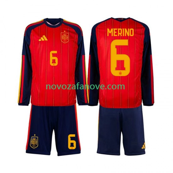 Nogometni Dres Španjolska Mikel Merino 6 Dječji Domaći Svjetsko prvenstvo 2026 Dugim Rukavima