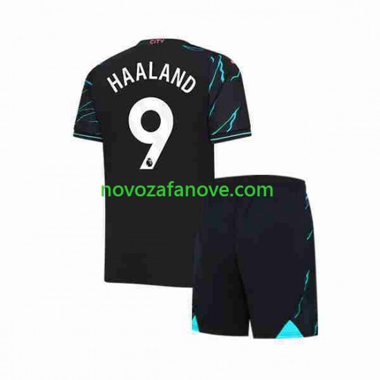 Nogometni Dres Manchester City Erling Haaland 9 Dječji Treći 2023-2024 Kratkih Rukava