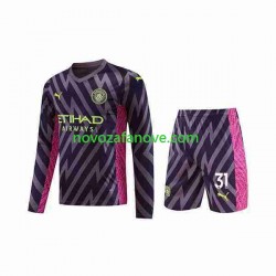 Nogometni Dres Manchester City Ederson Moraes 31 Golmanski Dječji Gostujući 2023-2024 Dugim Rukavima