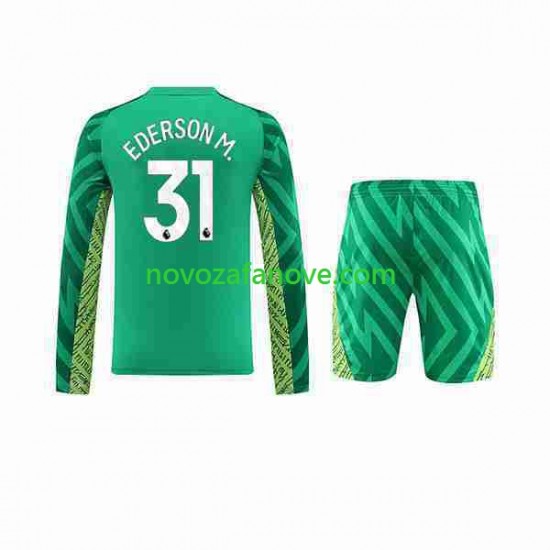 Nogometni Dres Manchester City Ederson Moraes 31 Golmanski Dječji Domaći 2023-2024 Dugim Rukavima