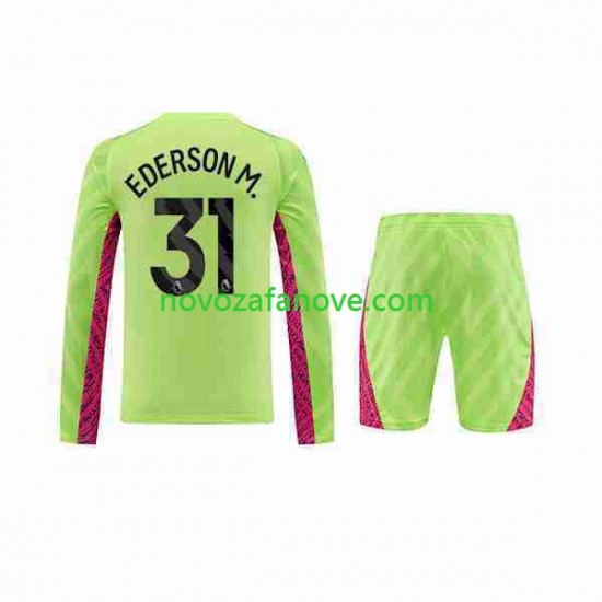 Nogometni Dres Manchester City Ederson Moraes 31 Golmanski Dječji Treći 2023-2024 Dugim Rukavima