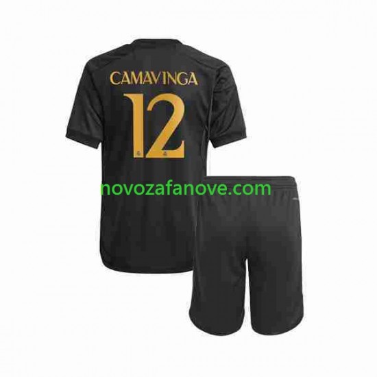 Nogometni Dres Real Madrid Eduardo Camavinga 12 Dječji Treći 2023-2024 Kratkih Rukava