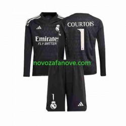 Nogometni Dres Real Madrid Thibaut Courtois 1 Golmanski Dječji Gostujući 2023-2024 Dugim Rukavima