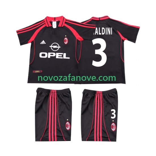Nogometni Dres AC Milan MALDINI 3 2000 2001 Retro Dječji Treći Kratkih Rukava