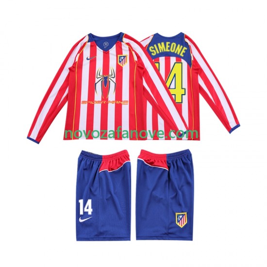 Nogometni Dres Atlético Madrid SIMEONE 14 2005 Retro Dječji Domaći 2004 Dugim Rukavima