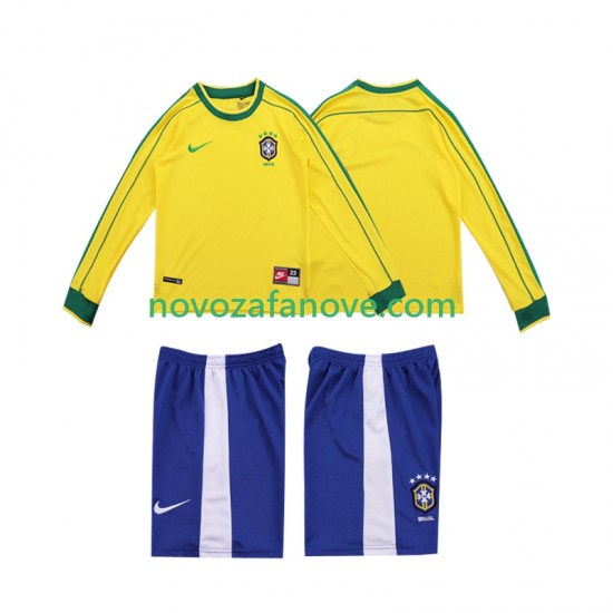 Nogometni Dres Brazil Retro Dječji Domaći 1998 Dugim Rukavima