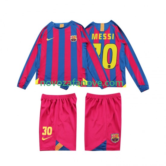 Nogometni Dres FC Barcelona Lionel Messi 10 2005 Retro Dječji Domaći 2006 Dugim Rukavima