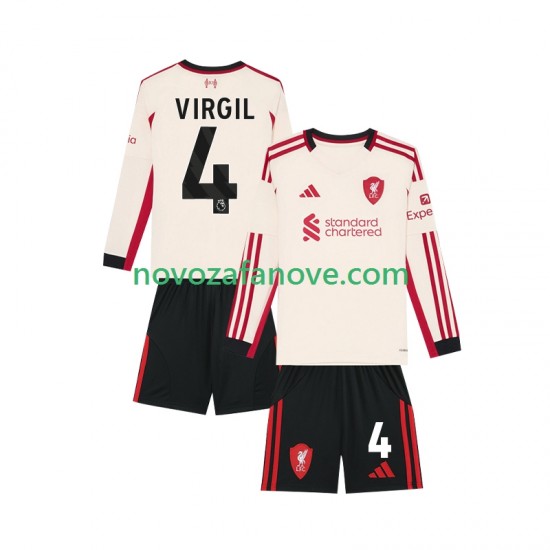 Nogometni Dres Liverpool Virgil van Dijk 4 Dječji Gostujući 2025-2026 Dugim Rukavima