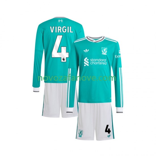 Nogometni Dres Liverpool Virgil van Dijk 4 Dječji Treći 2025-2026 Dugim Rukavima