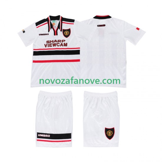 Nogometni Dres Manchester United Retro Dječji Gostujući 1998 Kratkih Rukava