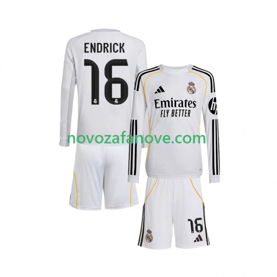 Nogometni Dres Real Madrid Endrick 16 Dječji Domaći 2025-2026 Dugim Rukavima