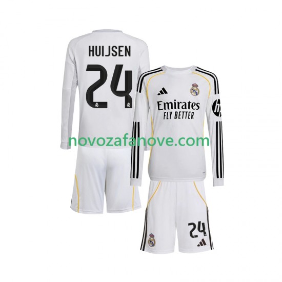 Nogometni Dres Real Madrid Huijsen 24 Dječji Domaći 2025-2026 Dugim Rukavima