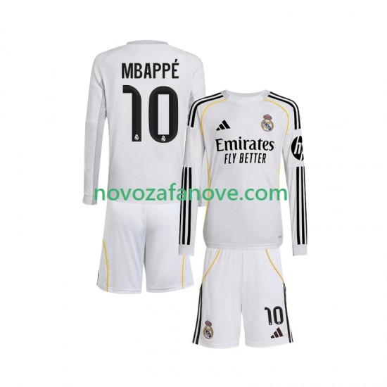 Nogometni Dres Real Madrid Mbappé Kylian 10 Dječji Domaći 2025-2026 Dugim Rukavima