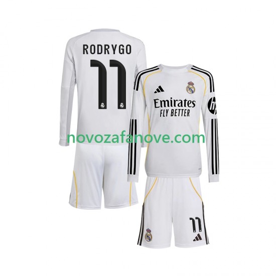 Nogometni Dres Real Madrid Rodrygo 11 Dječji Domaći 2025-2026 Dugim Rukavima