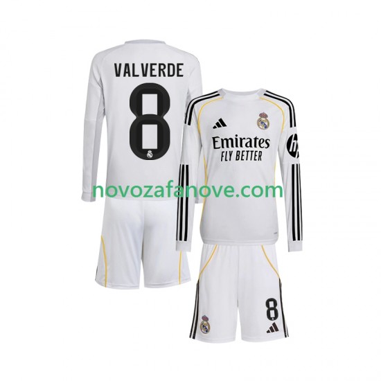 Nogometni Dres Real Madrid Valverde 8 Dječji Domaći 2025-2026 Dugim Rukavima