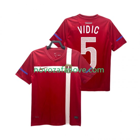 Nogometni Dres Srbija VIDIC 5 Retro Muški Domaći 2010 Kratkih Rukava