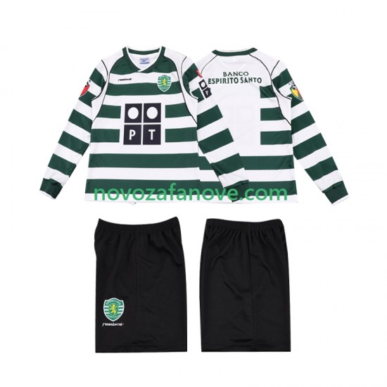 Nogometni Dres Sporting CP 2001 2003 Retro Dječji Domaći Dugim Rukavima