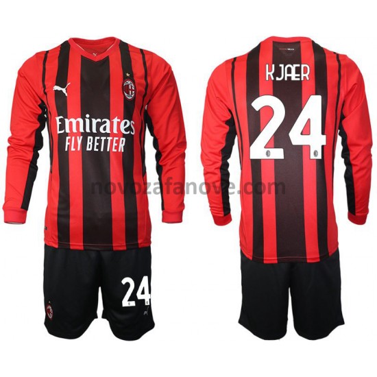 Nogometni Dres AC Milan Simon Kjær 24 Dječji Domaći 2021-2022 Dugim Rukavima