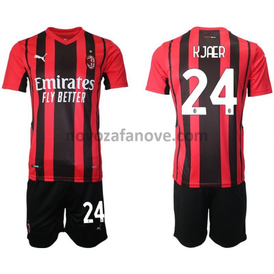 Nogometni Dres AC Milan Simon Kjær 24 Dječji Domaći 2021-2022 Kratkih Rukava
