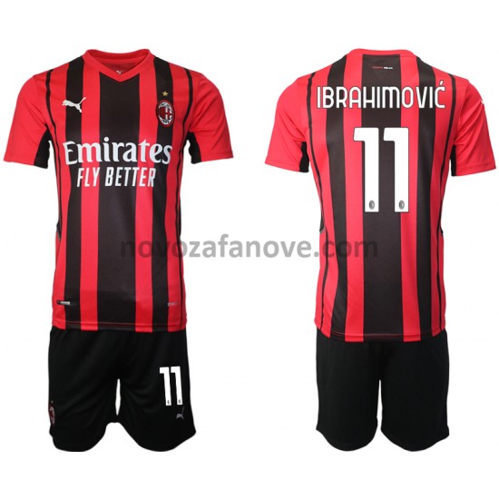 Nogometni Dres AC Milan Zlatan Ibrahimovic 11 Dječji Domaći 2021-2022 Kratkih Rukava