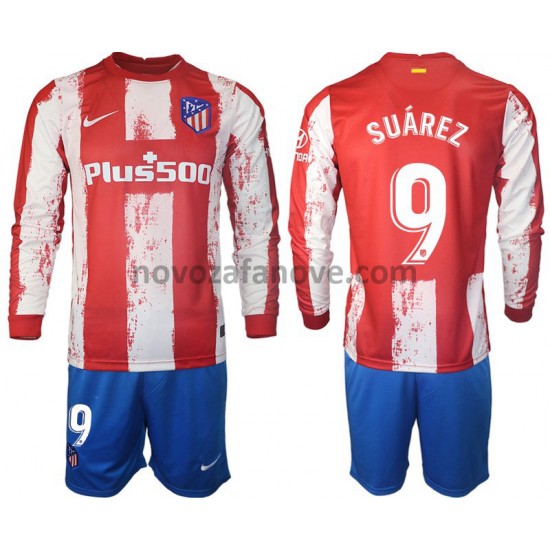 Nogometni Dres Atlético Madrid Suarez 9 Dječji Domaći 2021-2022 Dugim Rukavima