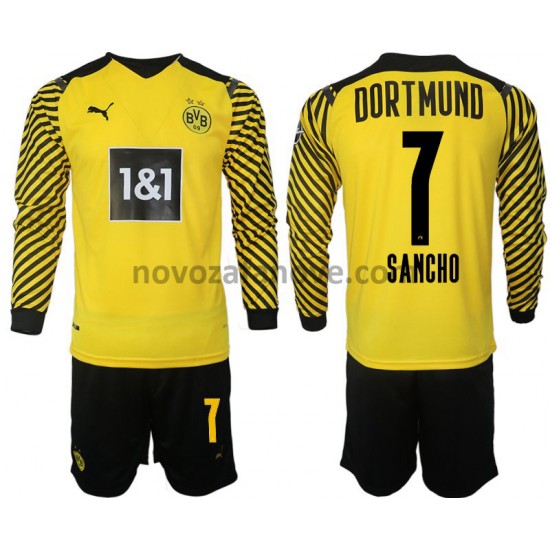 Nogometni Dres Borussia Dortmund Sancho 7 Dječji Domaći 2021-2022 Dugim Rukavima
