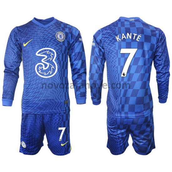 Nogometni Dres Chelsea Kante 7 Dječji Domaći 2021-2022 Dugim Rukavima