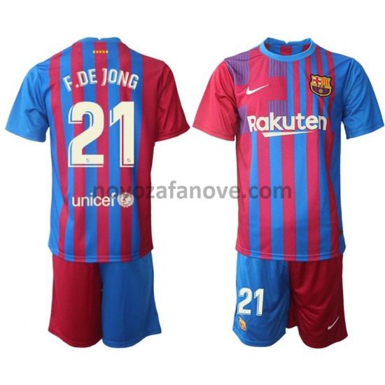 Nogometni Dres FC Barcelona Frenkie de Jong 21 Dječji Domaći 2021-2022 Kratkih Rukava