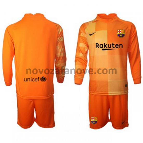 Nogometni Dres FC Barcelona Golmanski Dječji Domaći 2021-2022 Dugim Rukavima