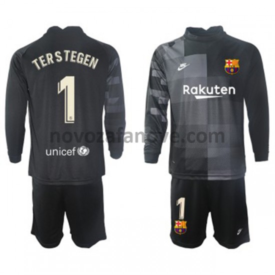 Nogometni Dres FC Barcelona Golmanski Ter Stegen 1 Dječji Gostujući 2021-2022 Dugim Rukavima