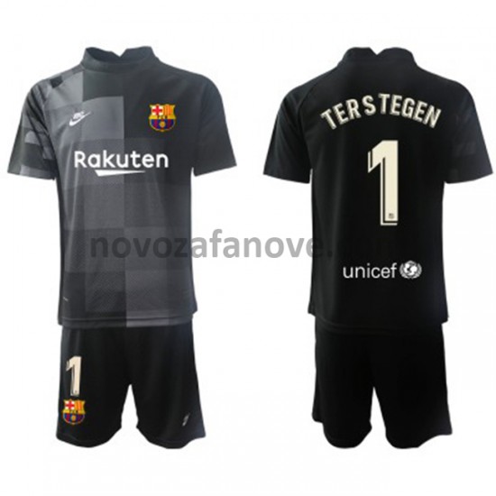 Nogometni Dres FC Barcelona Golmanski Ter Stegen 1 Dječji Gostujući 2021-2022 Kratkih Rukava