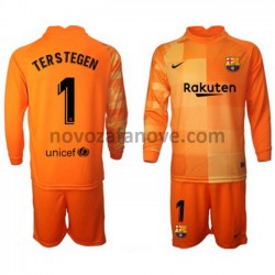 Nogometni Dres FC Barcelona Golmanski Ter Stegen 1 Dječji Domaći 2021-2022 Dugim Rukavima