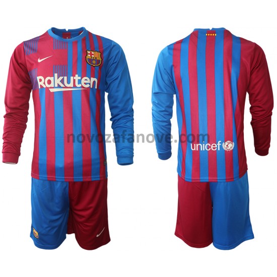 Nogometni Dres FC Barcelona Dječji Domaći 2021-2022 Dugim Rukavima