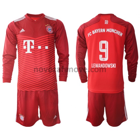 Nogometni Dres FC Bayern München Robert Lewandowski 9 Dječji Domaći 2021-2022 Dugim Rukavima