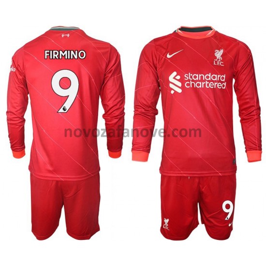 Nogometni Dres Liverpool FIRMINO 9 Dječji Domaći 2021-2022 Dugim Rukavima