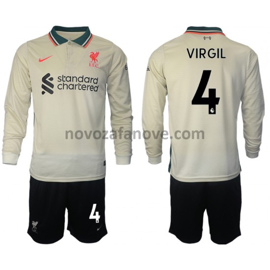 Nogometni Dres Liverpool Virgil van Dijk 4 Dječji Gostujući 2021-2022 Dugim Rukavima